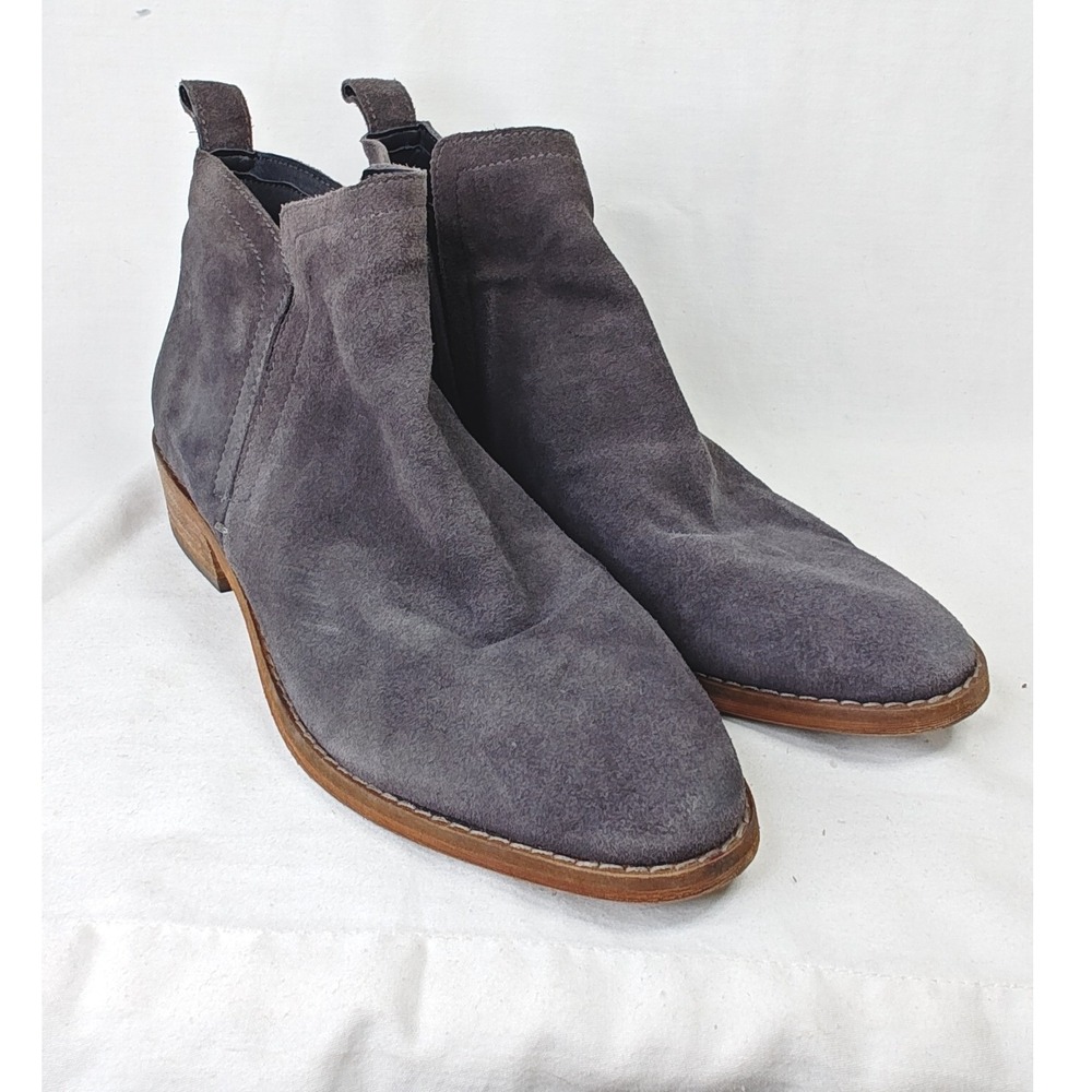 Dolce Vita Ankle Boots Grey Suede Pointed Toe Stacked Low Heel Fall Size 9
